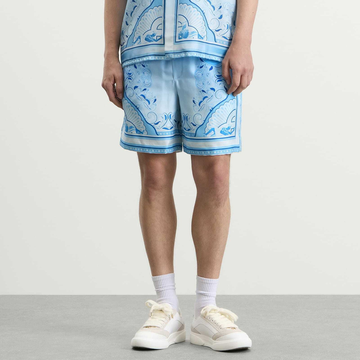 Casablanca Men's Egyptian Rug Silk Shorts in Blue