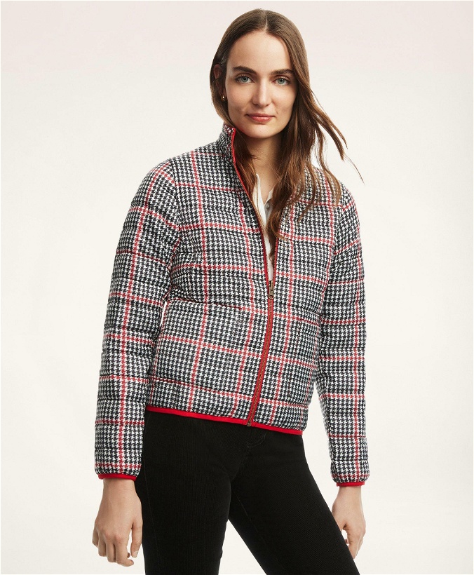 Photo: Brooks Brothers Women's Reversible Water-Repellent Plaid Puffer Jacket | Red