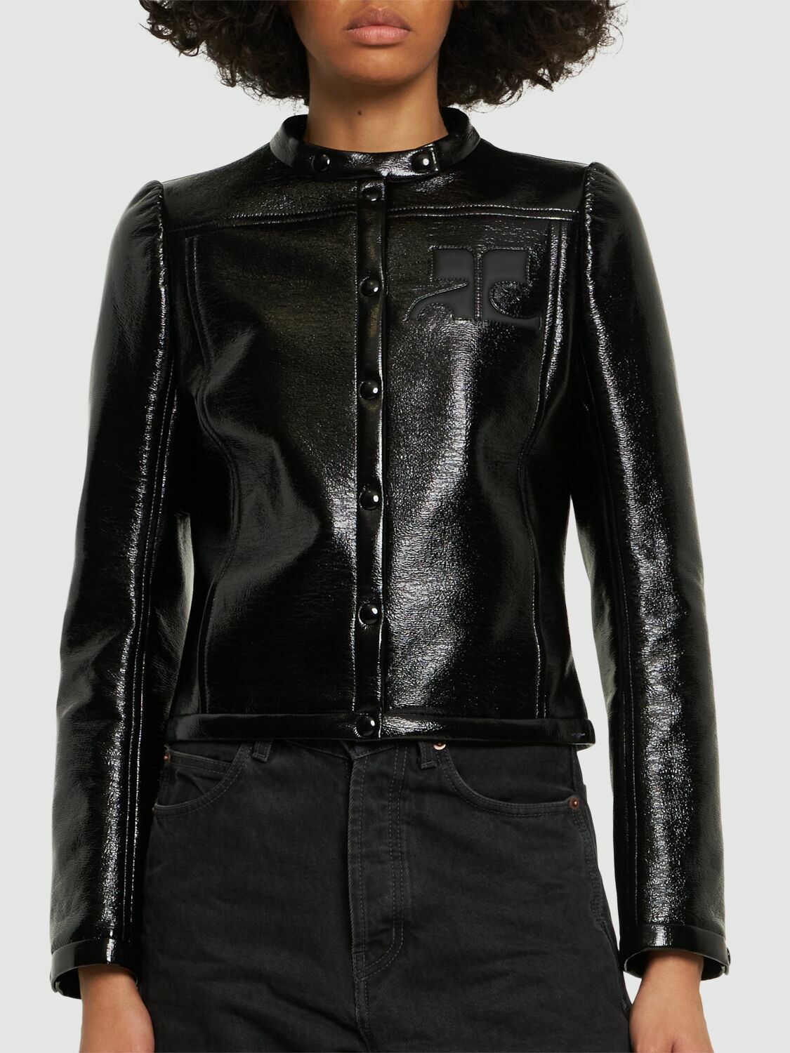 COURREGES - Iconic Coated Vinyl Biker Jacket Courreges