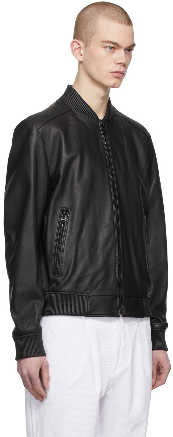 Boss Black Bomber Leather Jacket BOSS