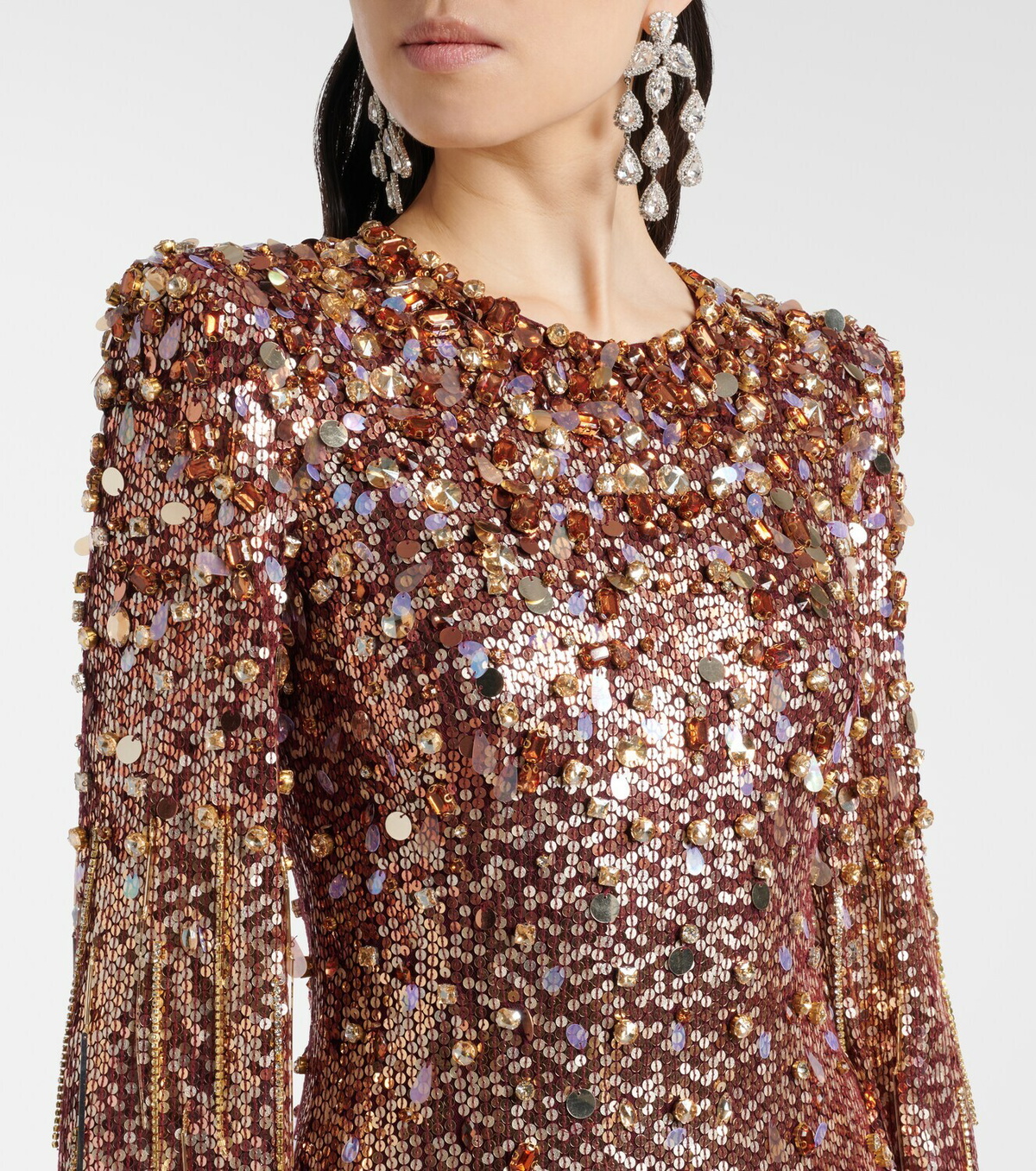 Jenny Packham Phara embellished fringed gown