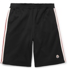 Moncler - Wide-Leg Grosgrain-Trimmed Cotton-Jersey Shorts - Men - Black