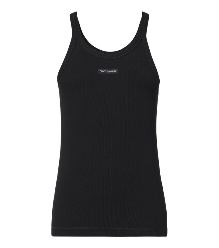 Photo: Dolce&Gabbana Logo ribbed-knit cotton tank top