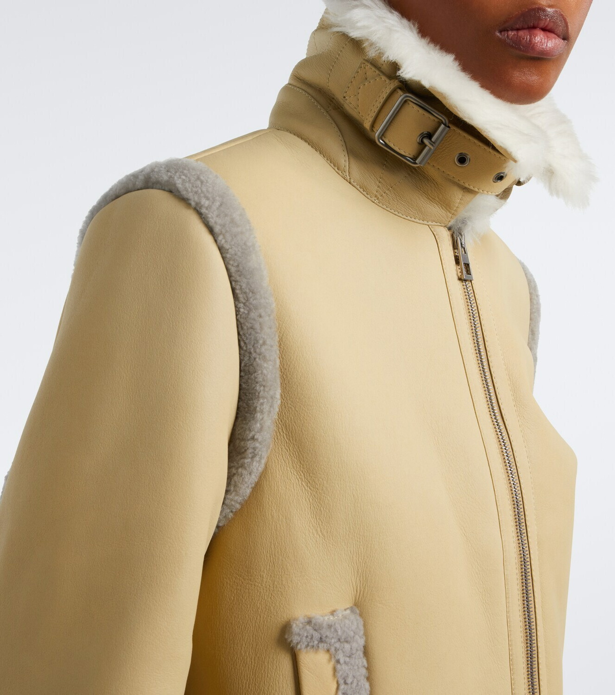 Loewe Shearling-trimmed leather jacket