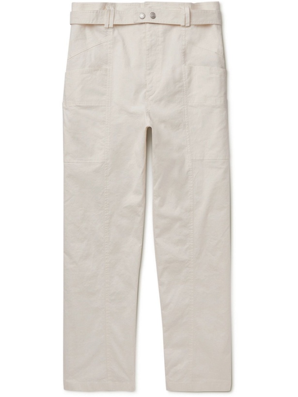 Photo: ISABEL MARANT - Edwin Tapered Belted Linen-Blend Ripstop Trousers - White