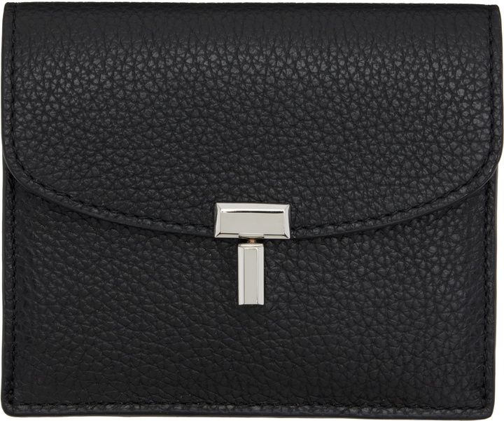 Photo: TOTEME Black T-Lock Grained-Leather Card Holder