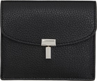 TOTEME Black T-Lock Grained-Leather Card Holder
