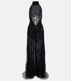 Blumarine Embellished georgette and lace maxi dress