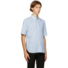 Alexander McQueen Blue and White Stripe Short Sleeve Shirt