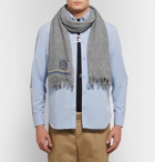 Loewe - Logo-Embroidered Fringed Cashmere Scarf - Men - Gray