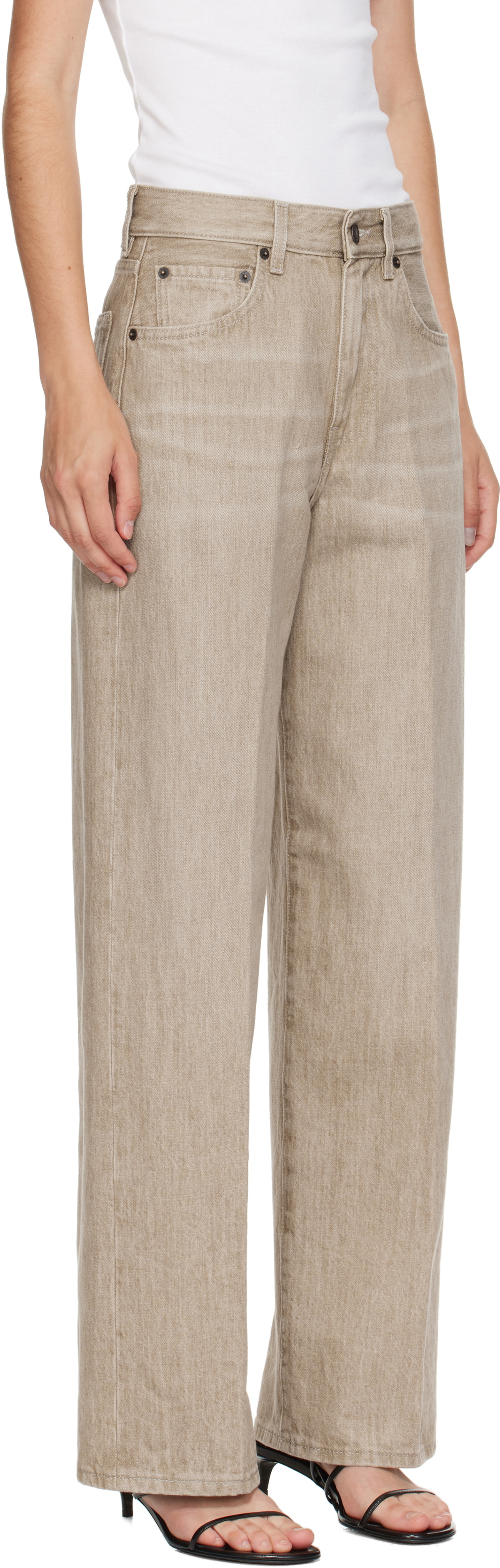 6397 Beige Wide Jeans