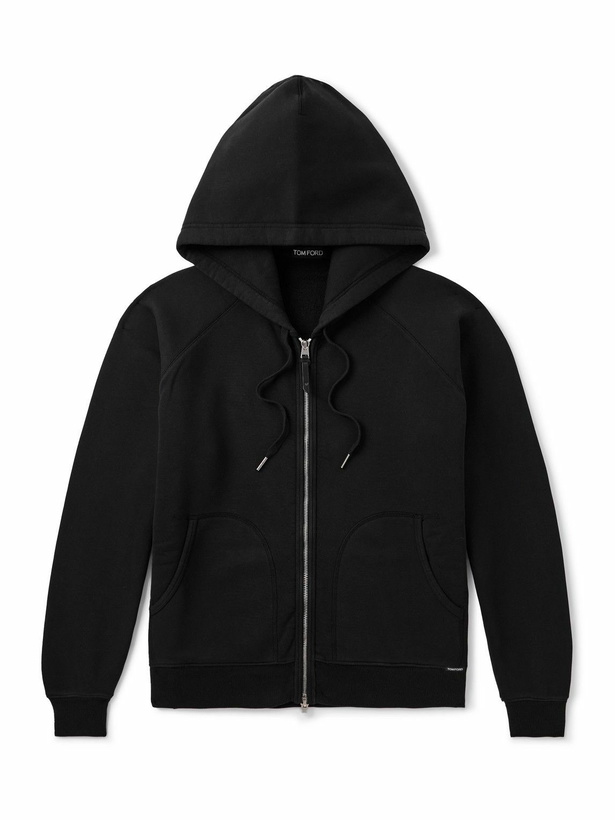 Photo: TOM FORD - Slim-Fit Cotton-Jersey Zip-Up Hoodie - Black