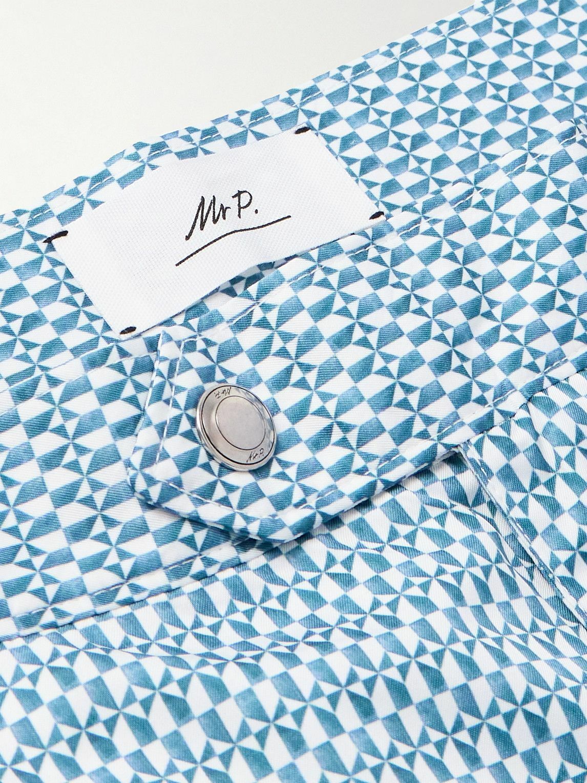 Mr P. - Straight-Leg Mid-Length Printed Swim Shorts - Blue