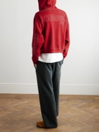 Cherry Los Angeles - Logo-Print Cotton-Jersey Zip-Up Hoodie - Red