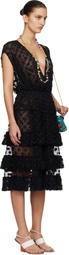 Dries Van Noten Black Ruffled Mesh Midi Dress