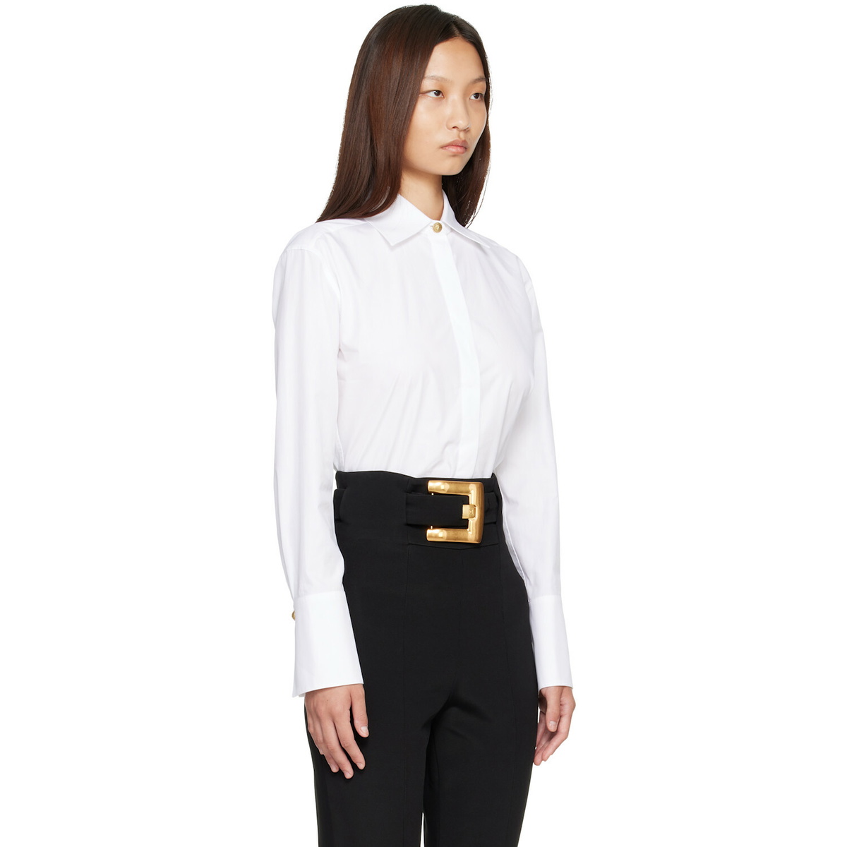 BALMAIN White Cotton Poplin Shirt