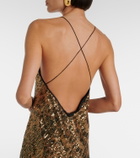 Roberto Cavalli Leopard-print sequined slip dress