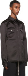 Rick Owens Black Satin Outershirt Jacket