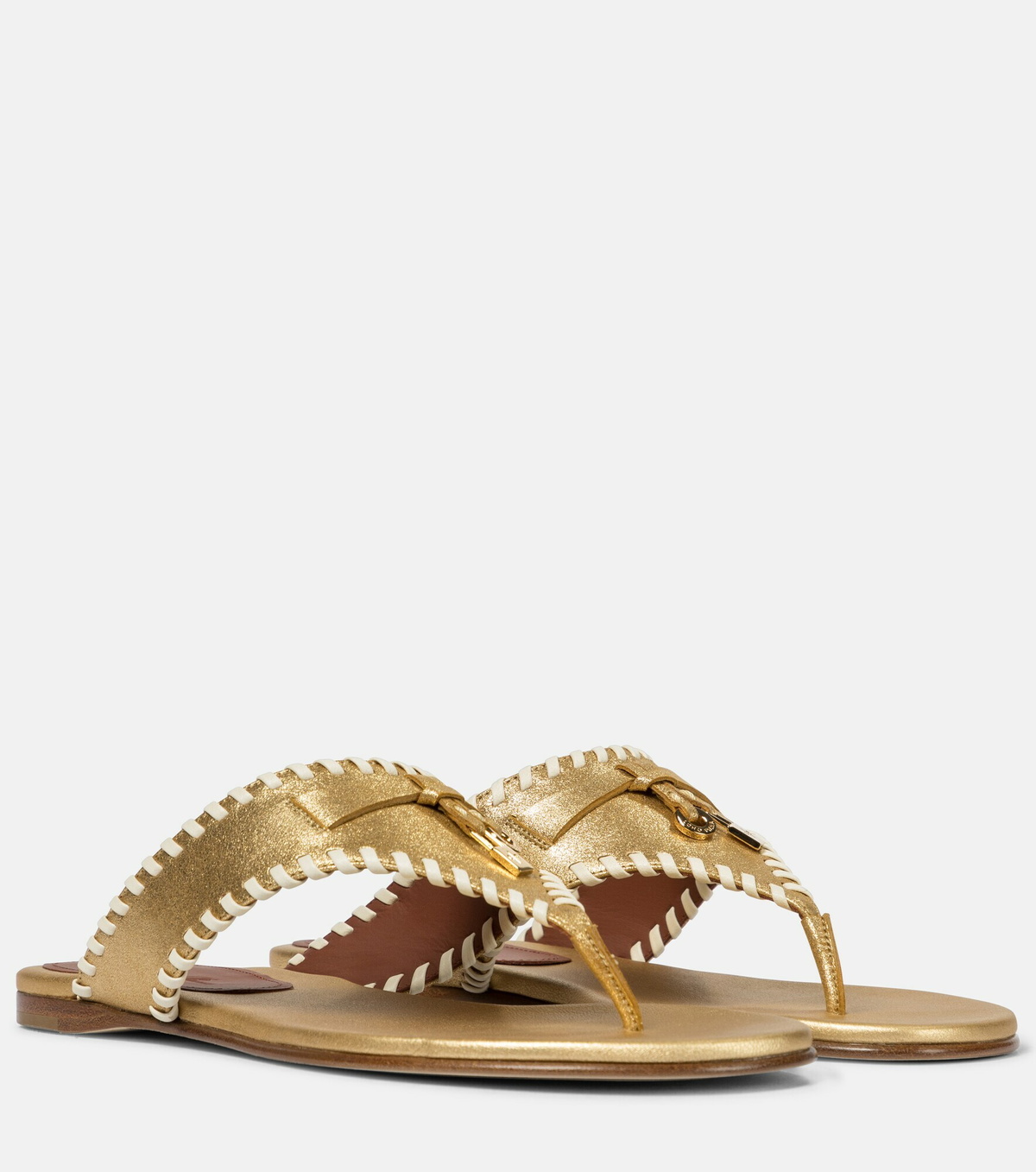 Loro Piana - Jovis metallic leather thong sandals