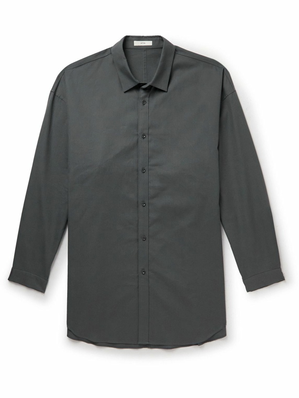 Photo: ATON - Cotton and Cashmere-Blend Oxford Shirt - Gray
