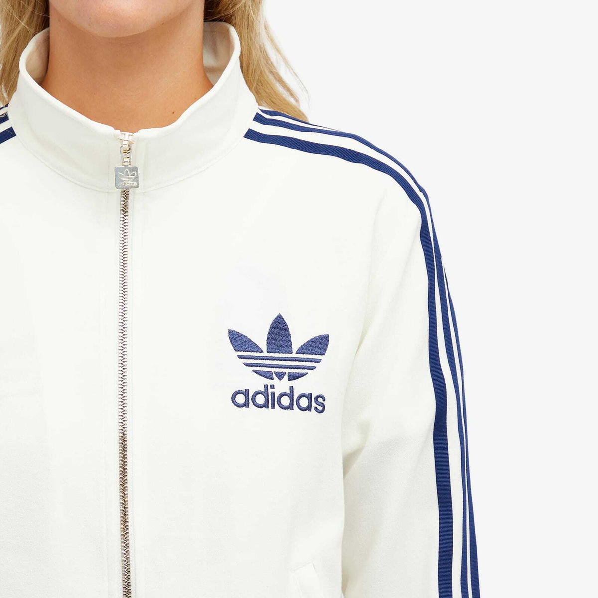 Adidas Women's Beckenbauer Crepe Track Top in Off White Dark