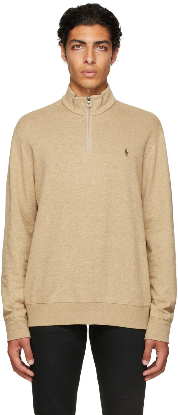 Beige quarter best sale zip sweater