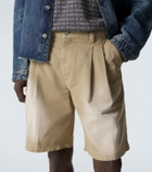 ERL Pleated cotton twill Bermuda shorts