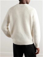 Giorgio Armani - Logo-Embroidered Brushed Alpaca-Blend Sweater - White