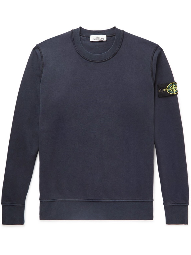 Photo: Stone Island - Logo-Appliquéd Cotton-Jersey Sweatshirt - Blue