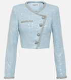 Self-Portrait Cropped sequin bouclé blazer