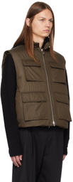 Solid Homme Brown Stand Collar Down Vest