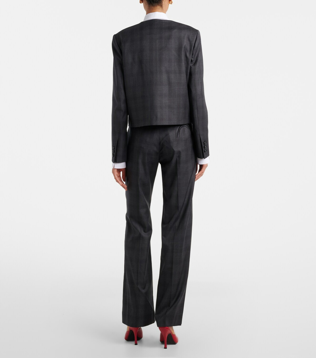 Blazé Milano Lundy checked virgin wool flared pants