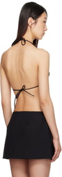 SHUSHU/TONG Black Embellished Corset Halter Top