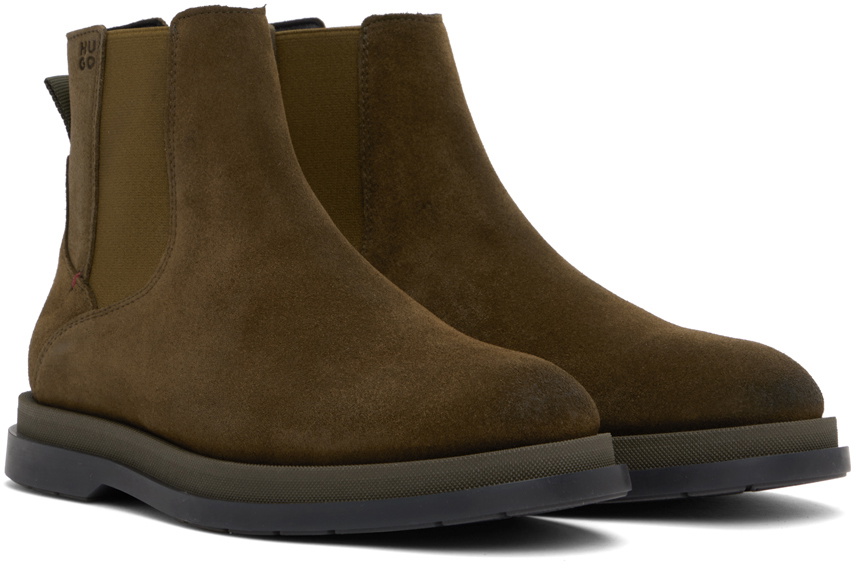 Hugo Khaki Suede Chelsea Boots
