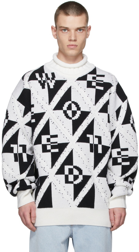 Photo: We11done Off-White Logo Letters Jacquard Sweater