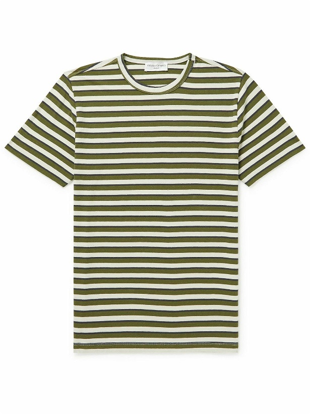 Photo: Officine Générale - Striped Slub Cotton-Jersey T-shirt - Green