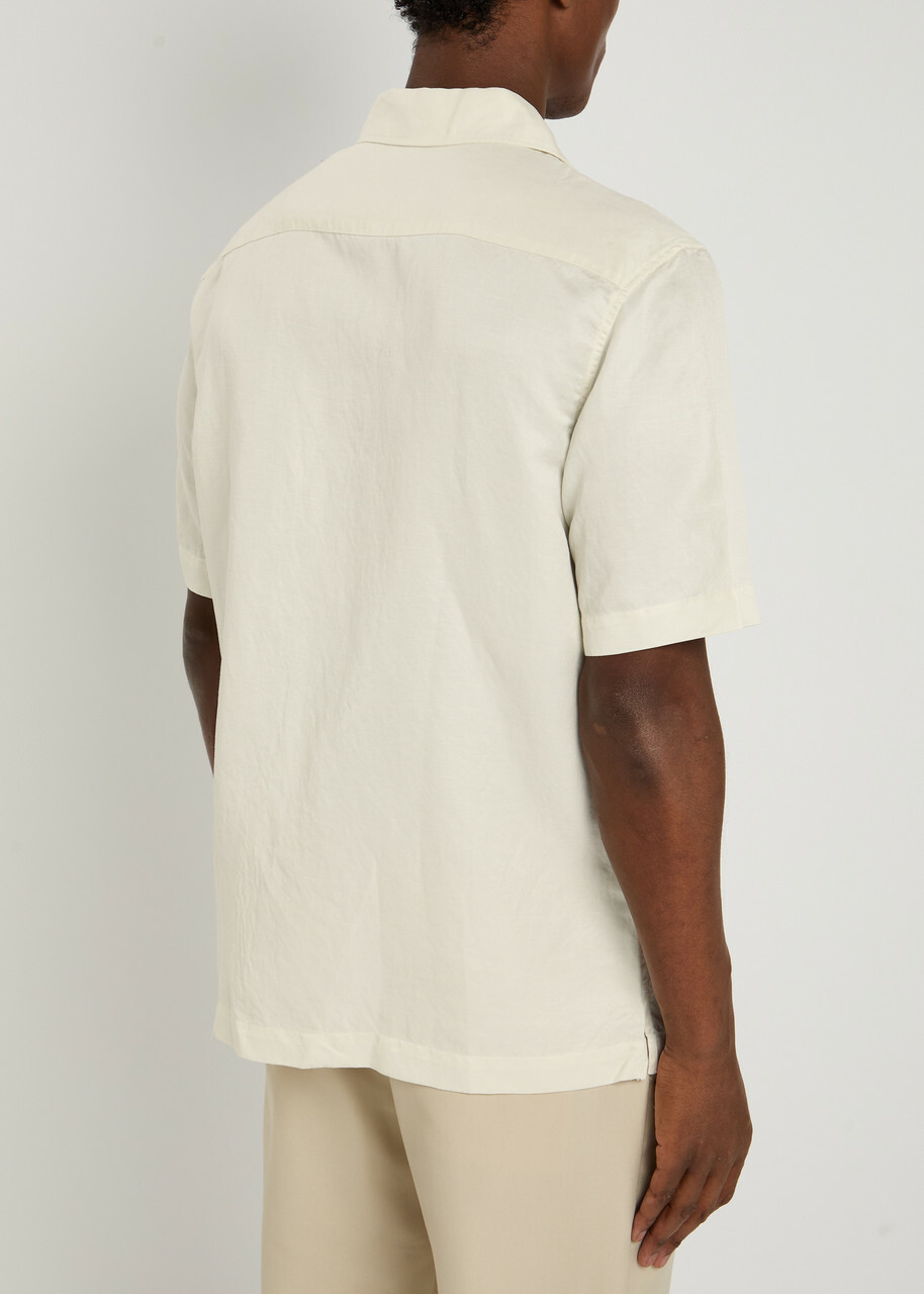 Fred Perry Striped Logo-embroidered Woven Shirt Cream