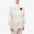 Aries x Umbro Screen Print Rugby Shirt in Beige/Lilac