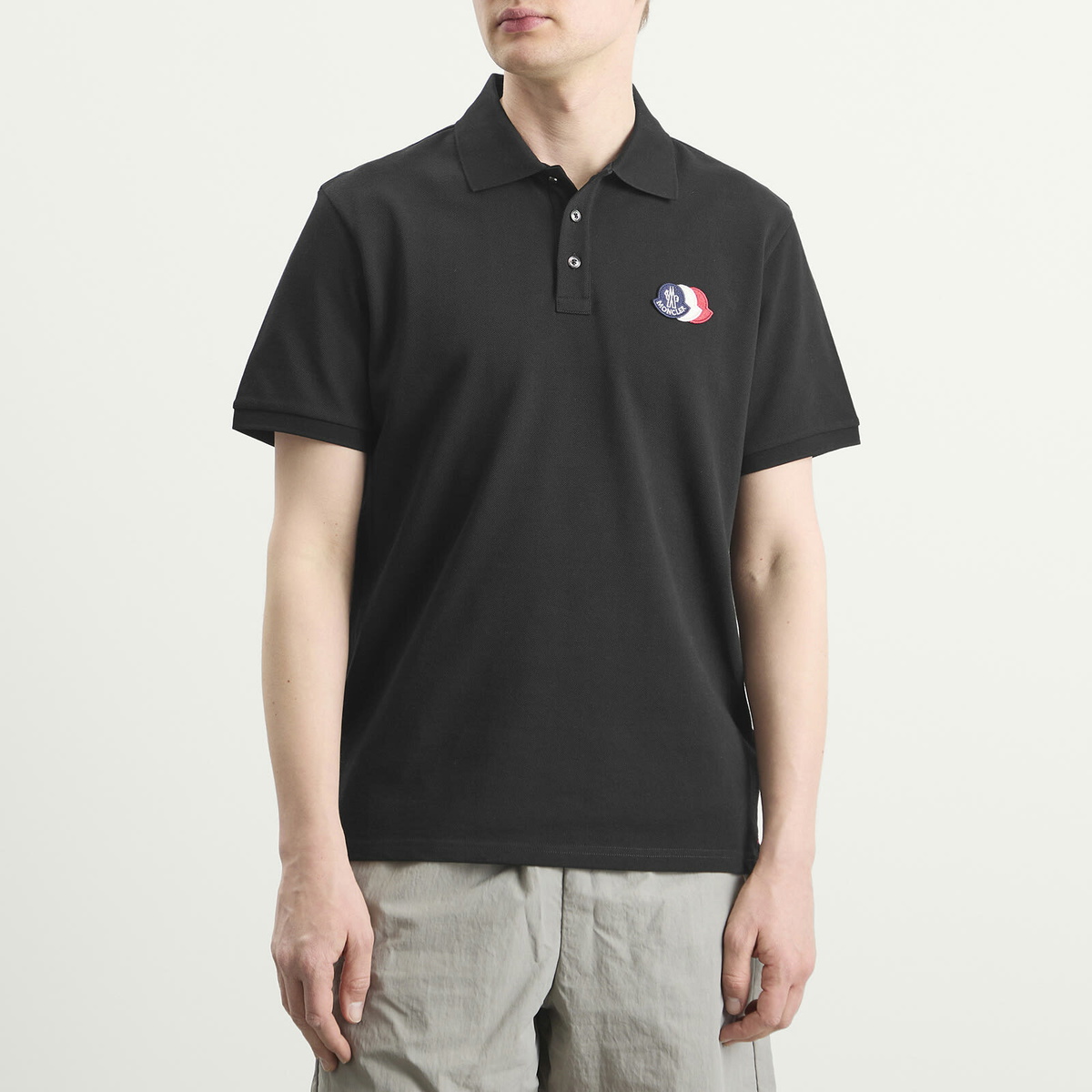 Moncler Men's Tripe Crest Polo Shirt in Black