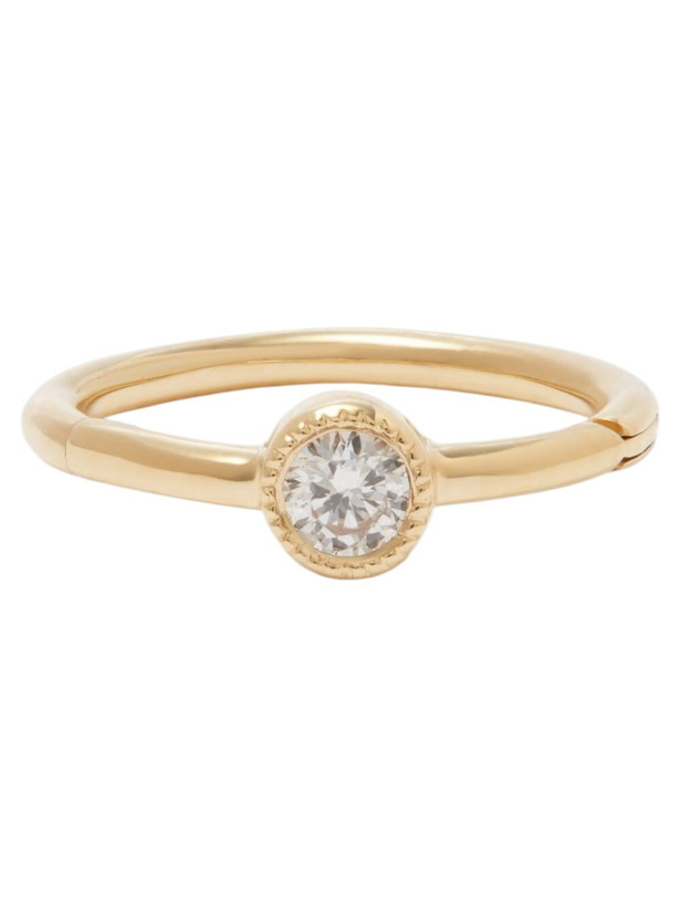 Photo: MARIA TASH 18K Yellow Gold Scalloped Diamond Hoop Earring