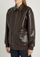 Anine Bing Kelanie Leather-blend Jacket Dark Brown