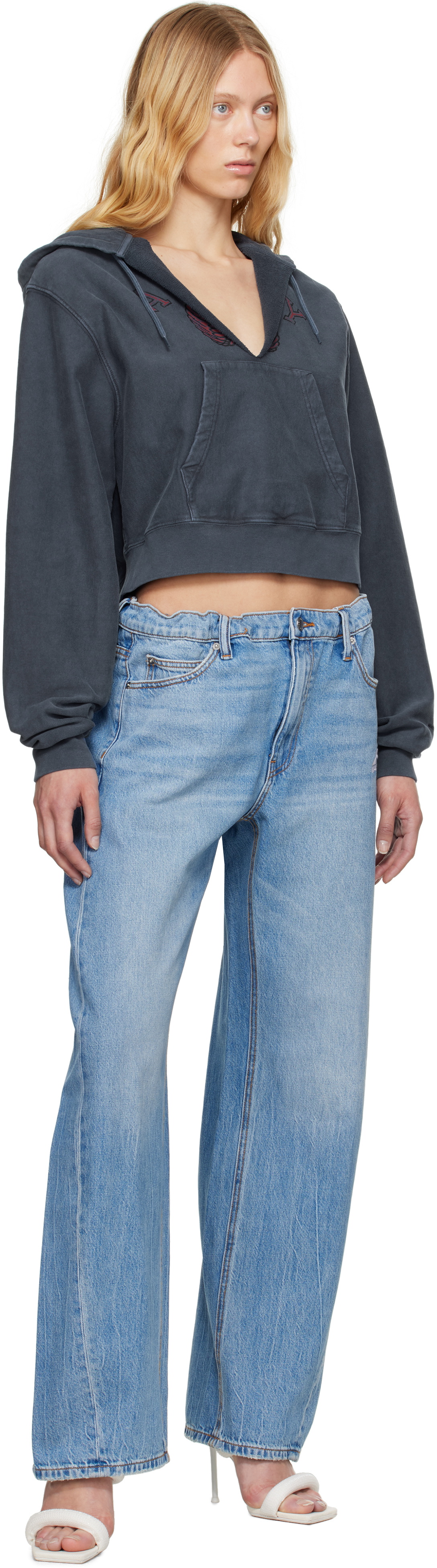 alexanderwang.t Navy Distressed Cotton Hoodie