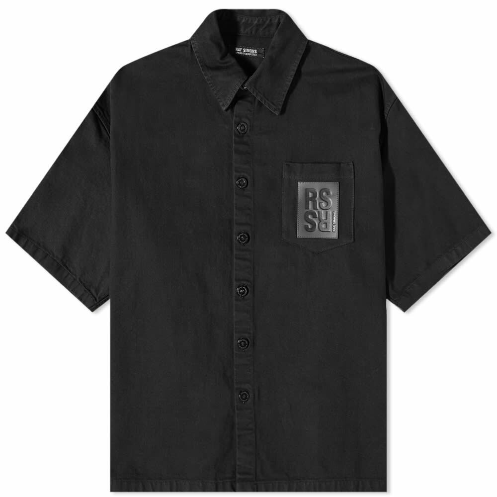 Photo: Raf Simons Men's Oversized Short Sleeved Denim Shirt in Black