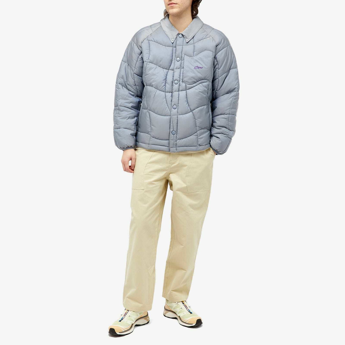 Dime Men's Wave Puffer Jacket in Silver Grey