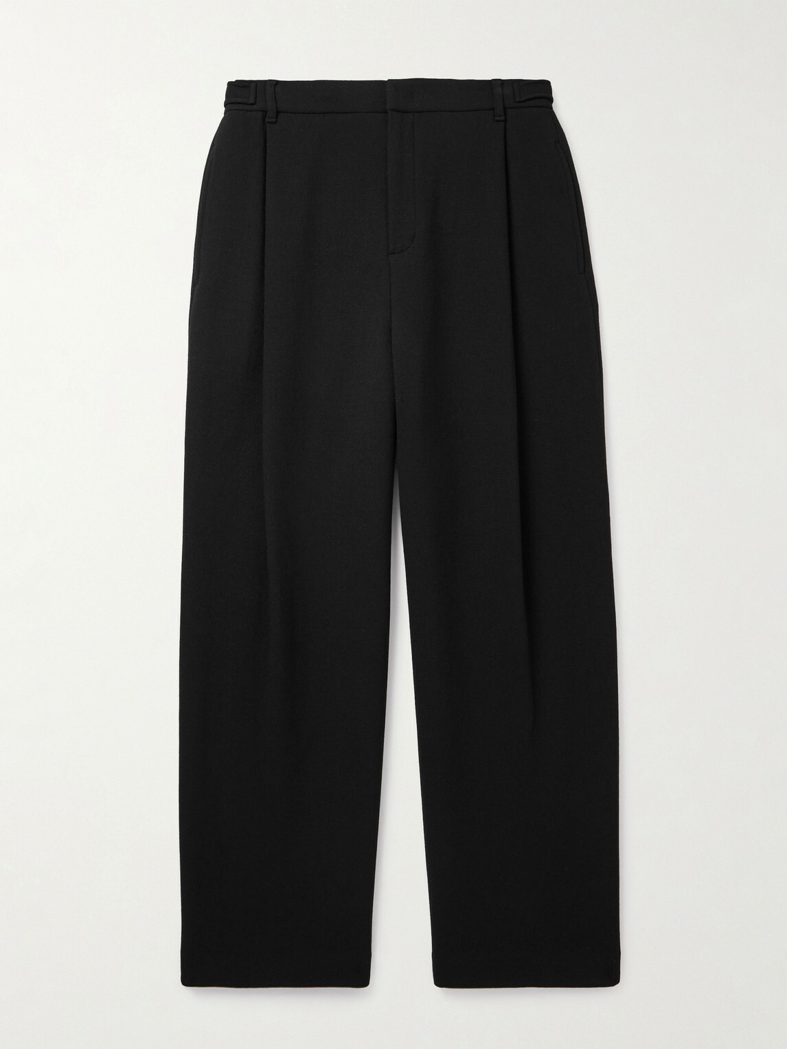 Amomento - Martin Straight-Leg Pleated Wool-Blend Trousers - Black