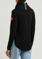 Canada Goose Women's Small Black Fairhaven Half-Zip Wool Jumper Detailed With Reflective Stripes
