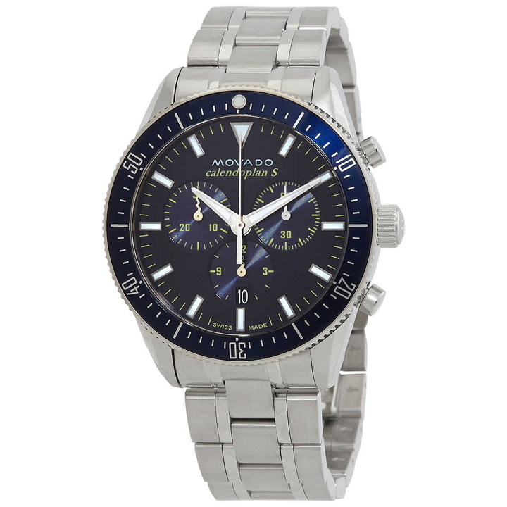 Photo: Movado Heritage Chronograph Quartz Blue Dial Mens Watch 3650124