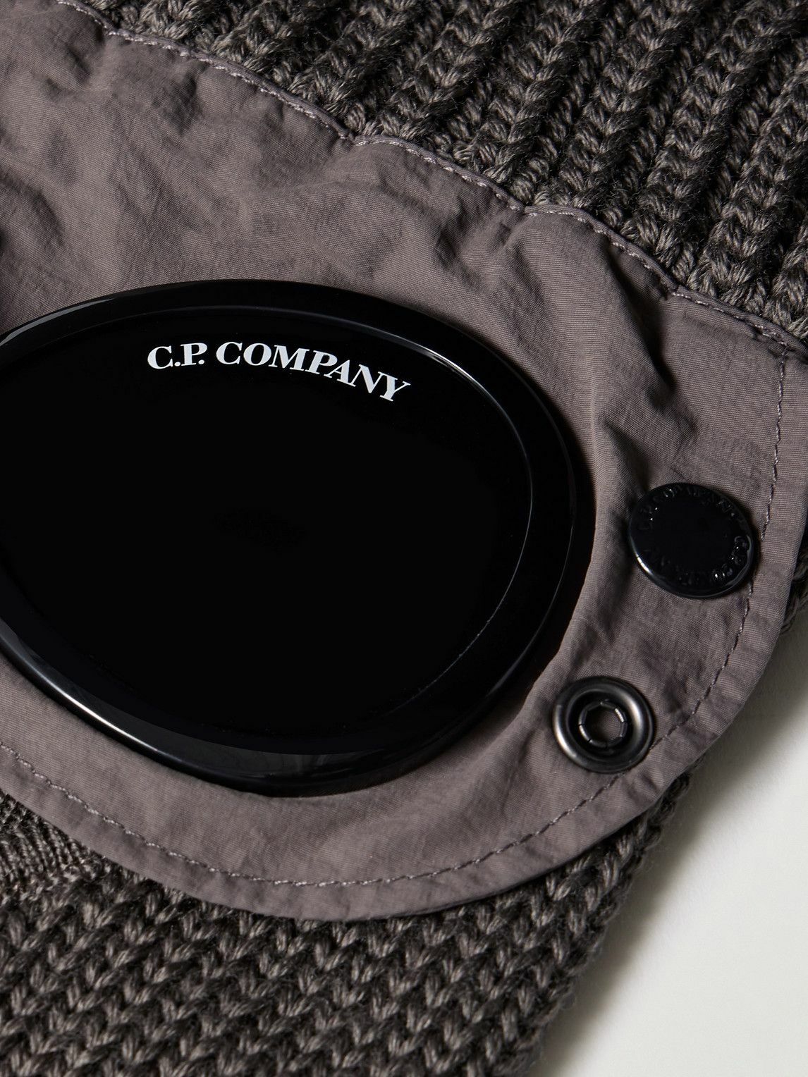 C.P. Company - Goggle-Embellished Shell-Trimmed Ribbed Wool Balaclava