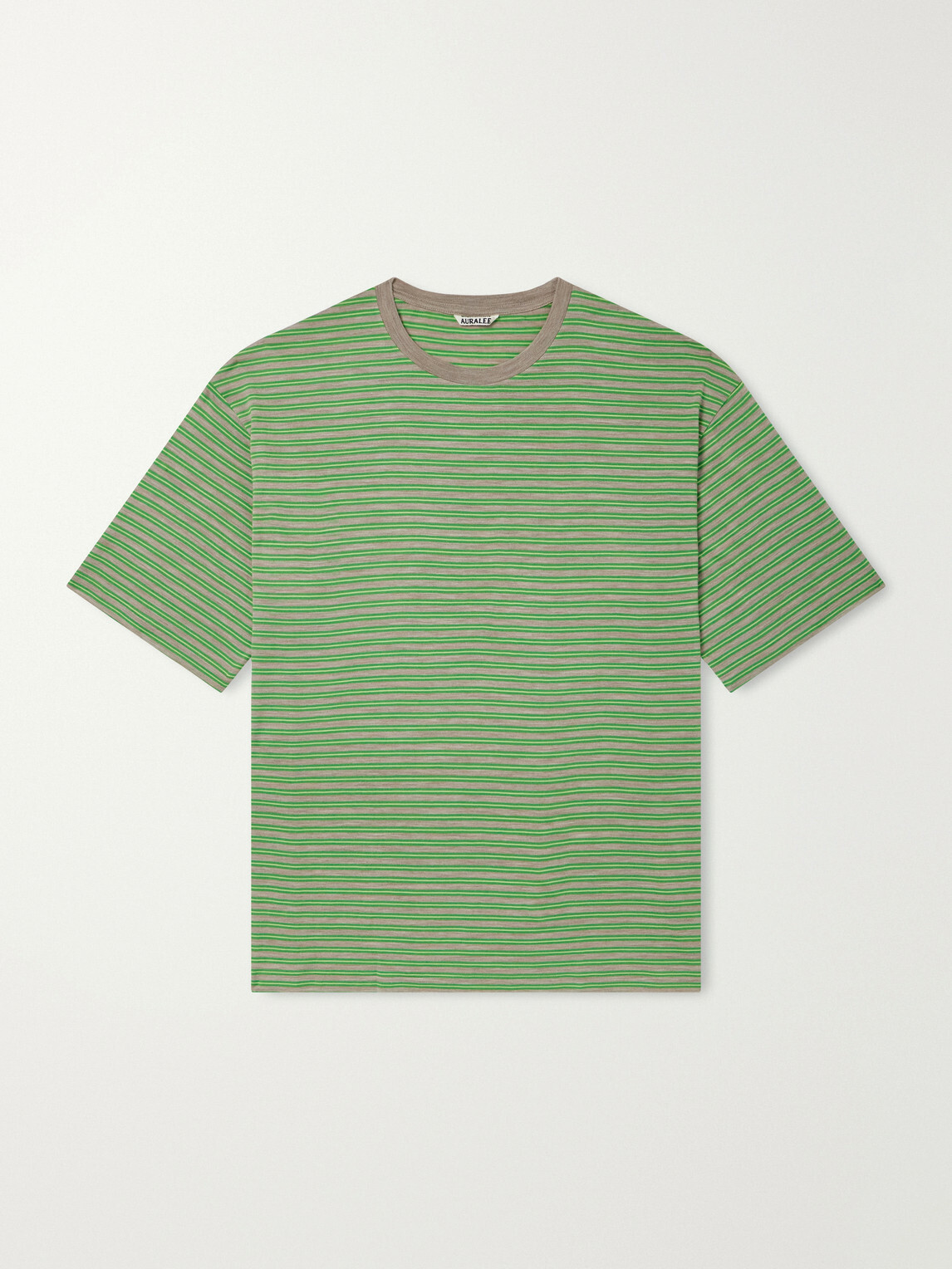 Auralee - Striped Wool-Jersey T-Shirt - Green