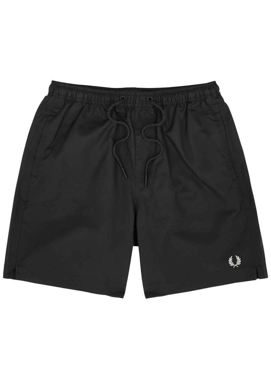 Fred Perry Logo embroidered Shell Swim Shorts Black